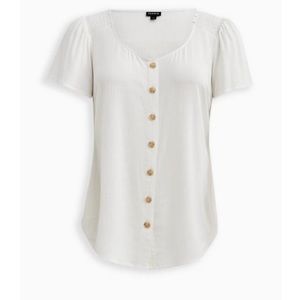 Torrid NWT Rayon Slub Button-Front Flutter Sleeve Top